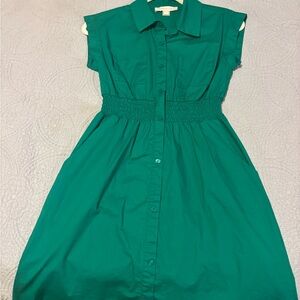 Monteau Green Midi Dress, size XS-S, cotton